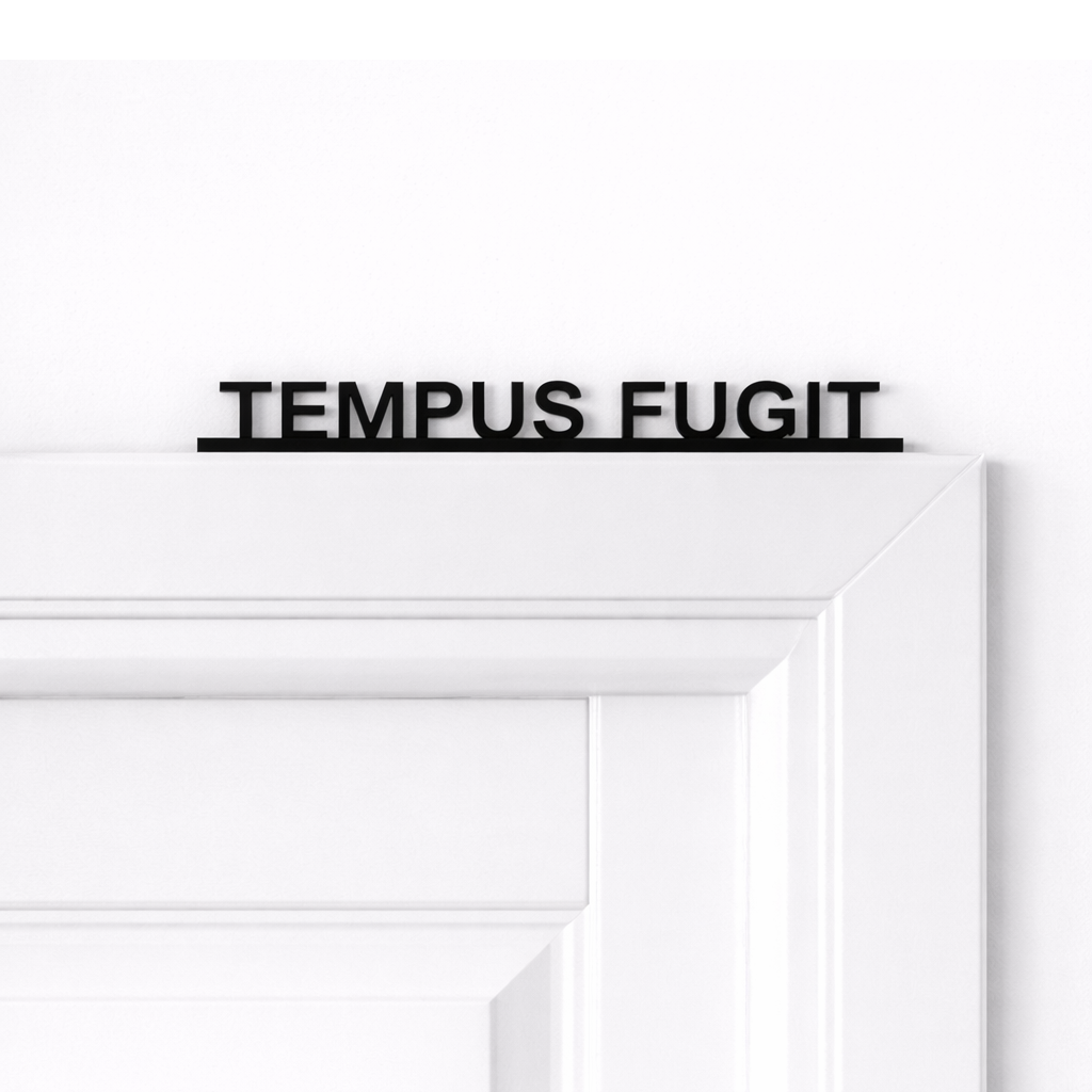 Tempus Fugit door topper sign – Latin time quote home decor for entrance